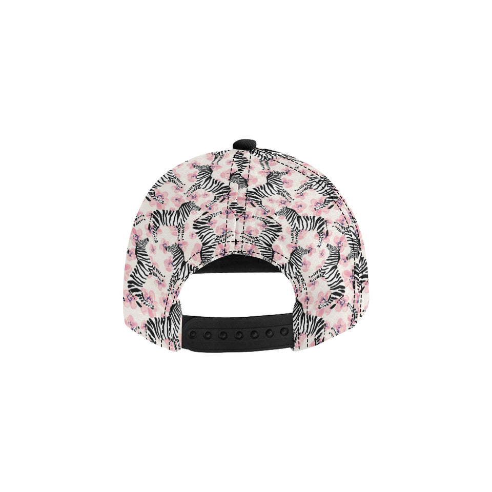 Zebra pink flower background All Over Print Snapback Cap