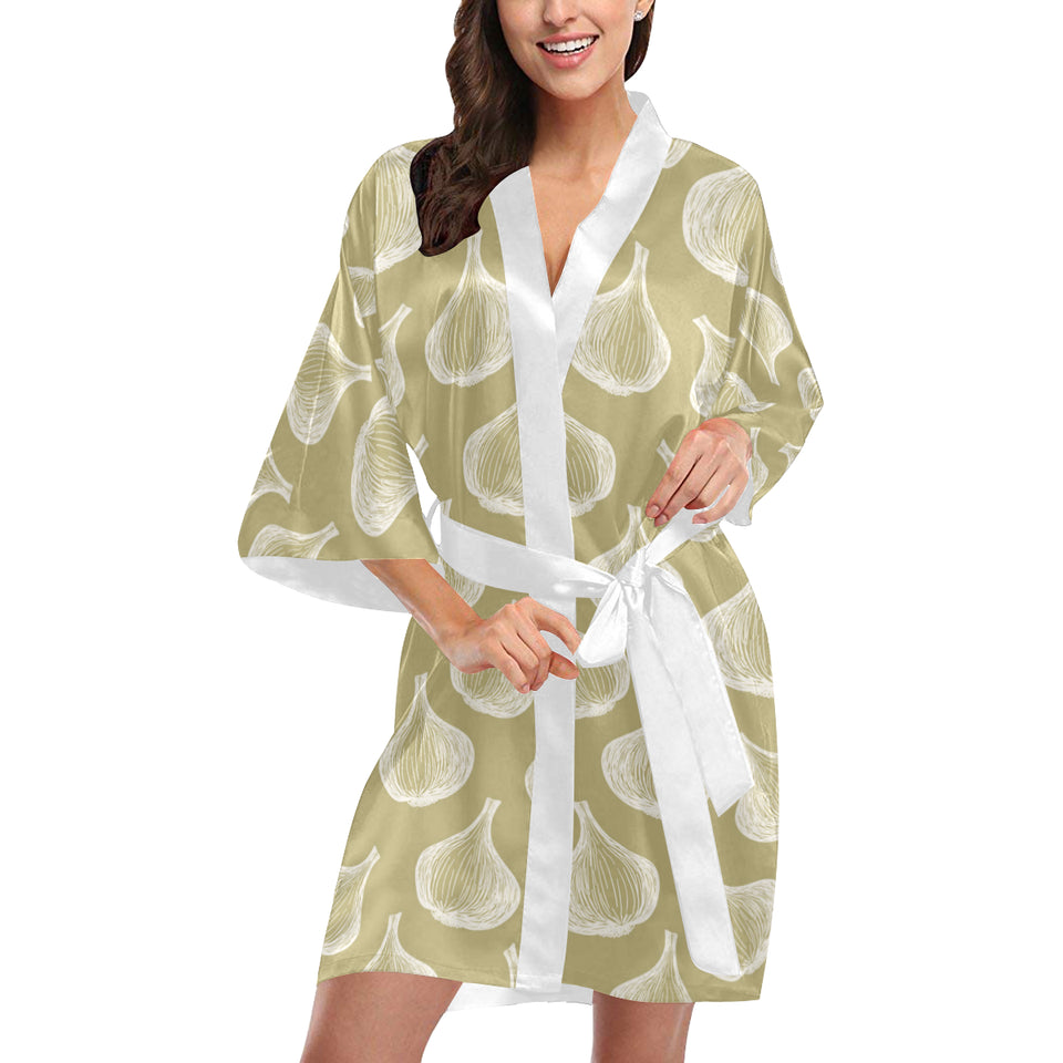 Garlic design pattern Women's Short Kimono Robe
