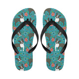 Boston terrier beautiful flower pattern Unisex Flip Flops