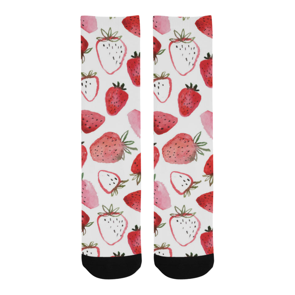 watercolor hand drawn beautiful strawberry pattern Crew Socks