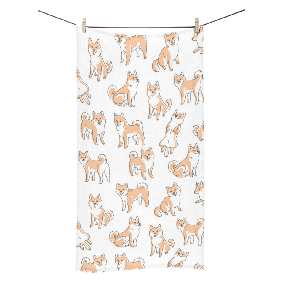 shiba inu dog pattern Bath Towel