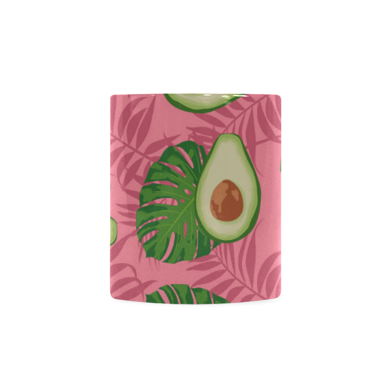 Avocado slices leaves pink back ground Classical White Mug (Fulfilled In US)