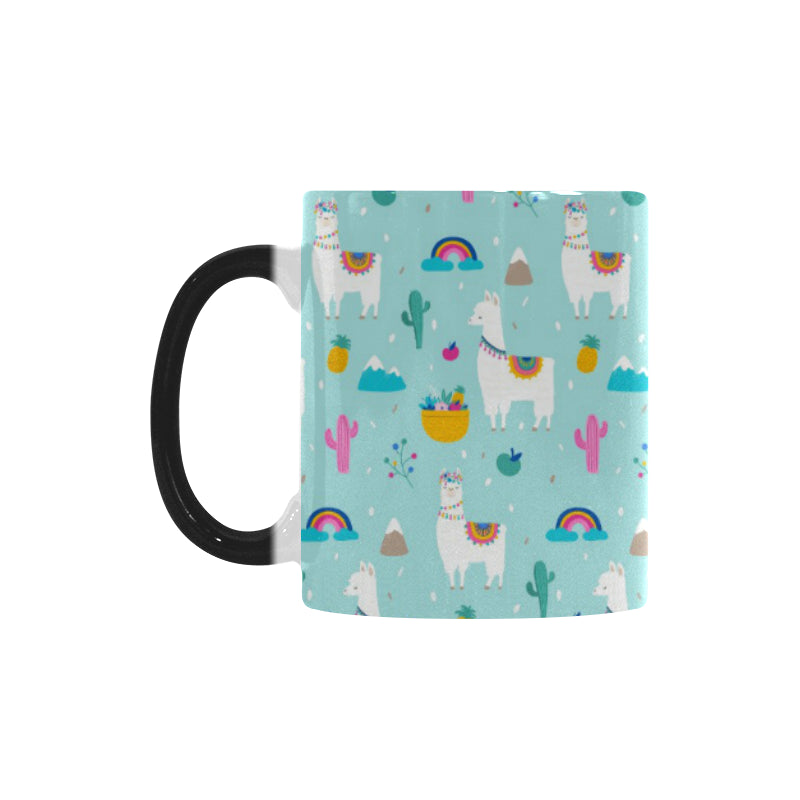 Llama alpaca cactus leaves pattern Morphing Mug Heat Changing Mug