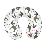 Boston terrier dog hearts vector pattern U-Shaped Travel Neck Pillow