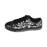 Black white camouflage pattern Men's Low Top Canvas Shoes Black