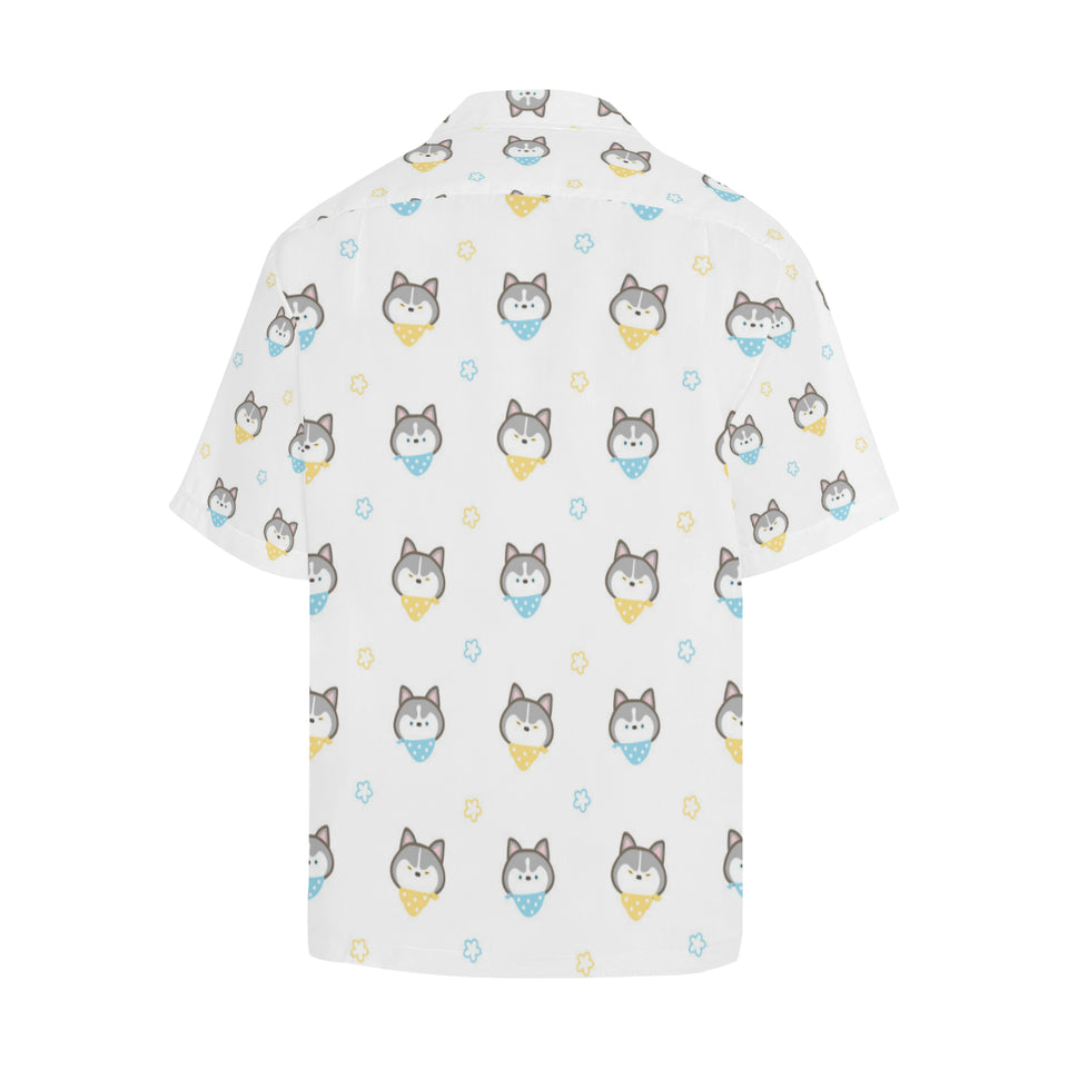 Cute Siberian Husky pattern Men's All Over Print Hawaiian Shirt