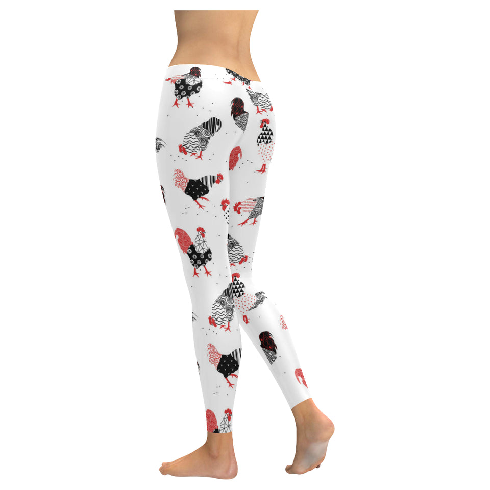 Cool rooster chicken cock floral ornament backgroud Women's Legging Fulfilled In US