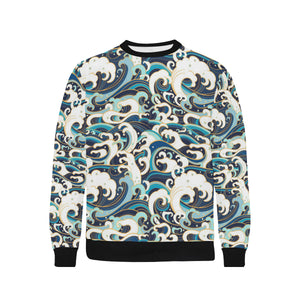 Japanese wave pattern Men's Crew Neck Sweatshirt