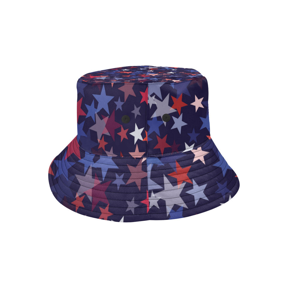 Red blue star pattern Unisex Bucket Hat