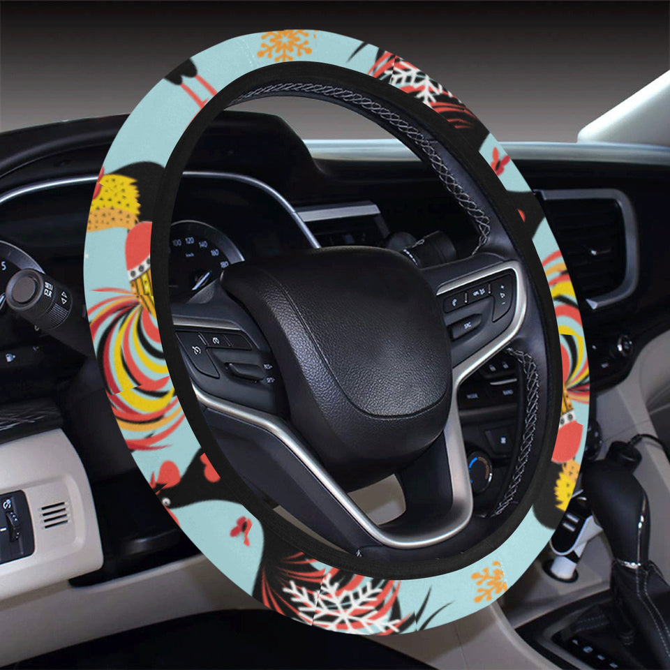 Rooster chicken cock snowfalke Car Steering Wheel Cover