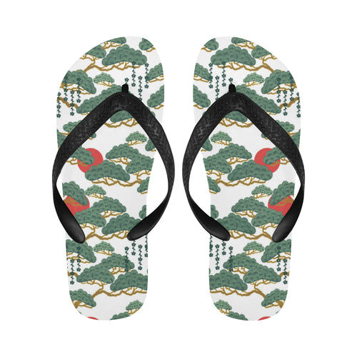 Bonsai red sun japanese pattern Unisex Flip Flops