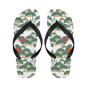 Bonsai red sun japanese pattern Unisex Flip Flops