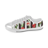 red and white tulips pattern Men's Low Top Shoes White