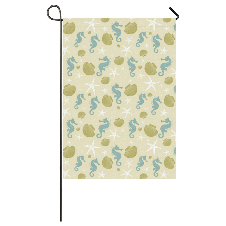 Seahorse shell starfish pattern background House Flag Garden Flag