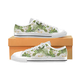 White orchid flower tropical leaves pattern Men's Low Top Canvas Shoes White