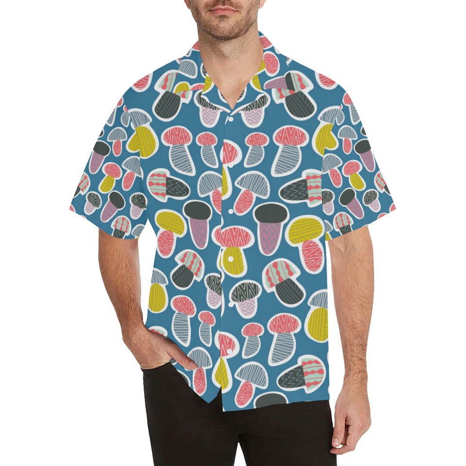 Colorful mushroom design pattern Men's All Over Print Hawaiian Shirt