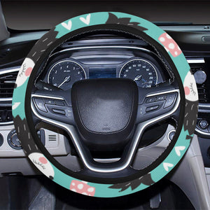 Hedgehog Pattern Print Design 03 Car Steering Wheel Cover