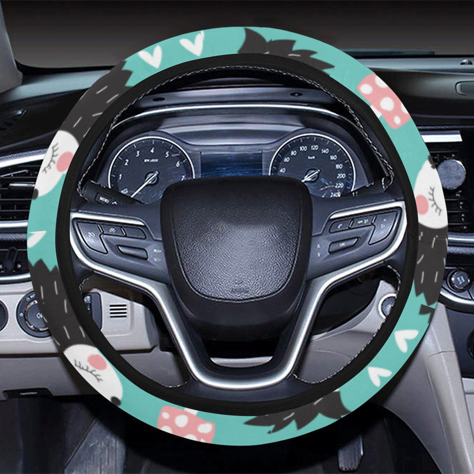 Hedgehog Pattern Print Design 03 Car Steering Wheel Cover