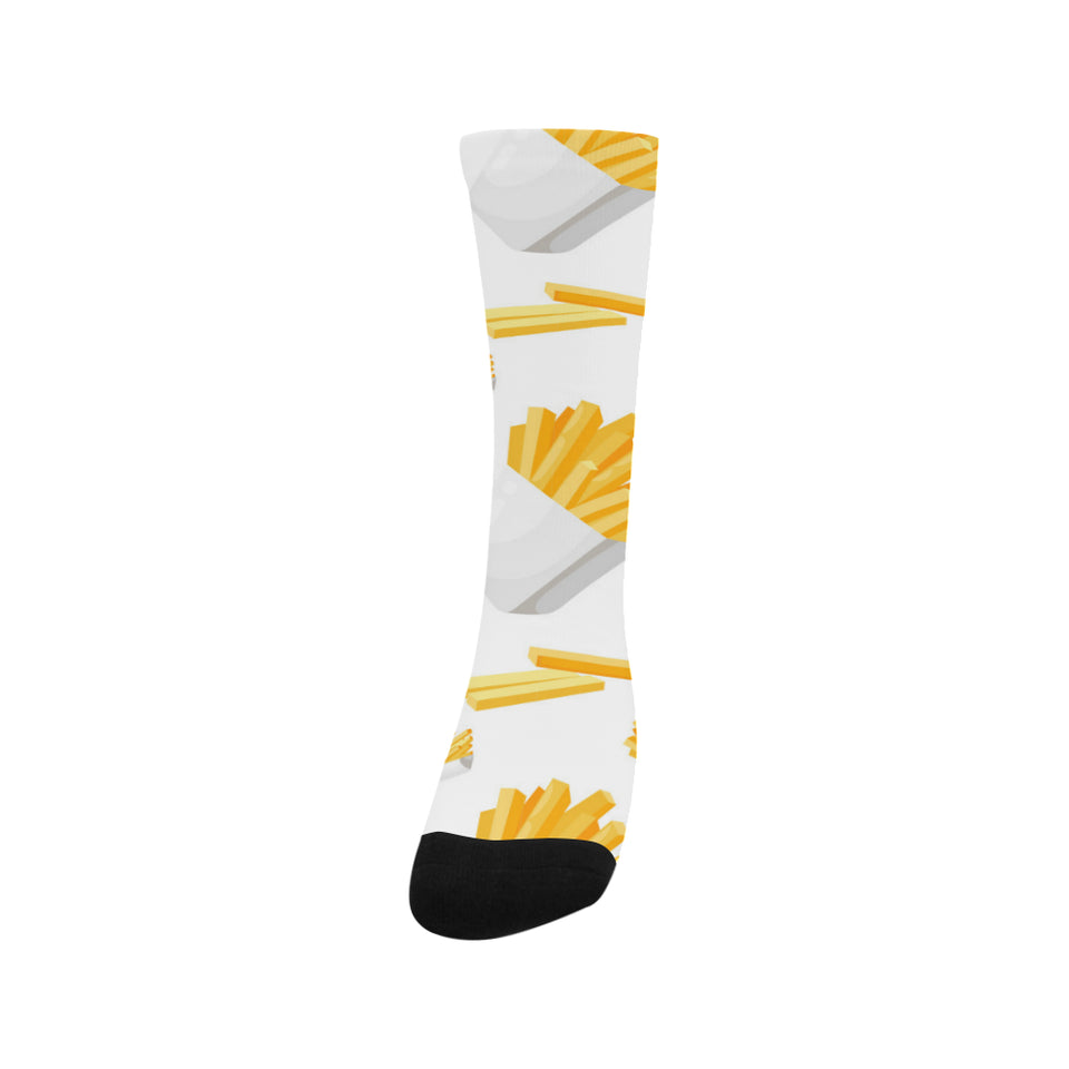 French fries white paper box pattern Crew Socks