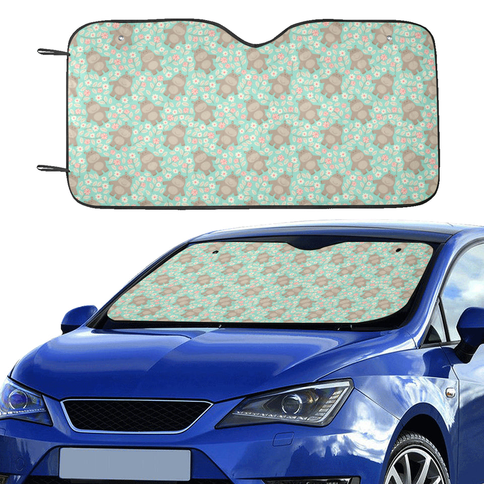 Hippopotamus Pattern Print Design 02 Car Sun Shade