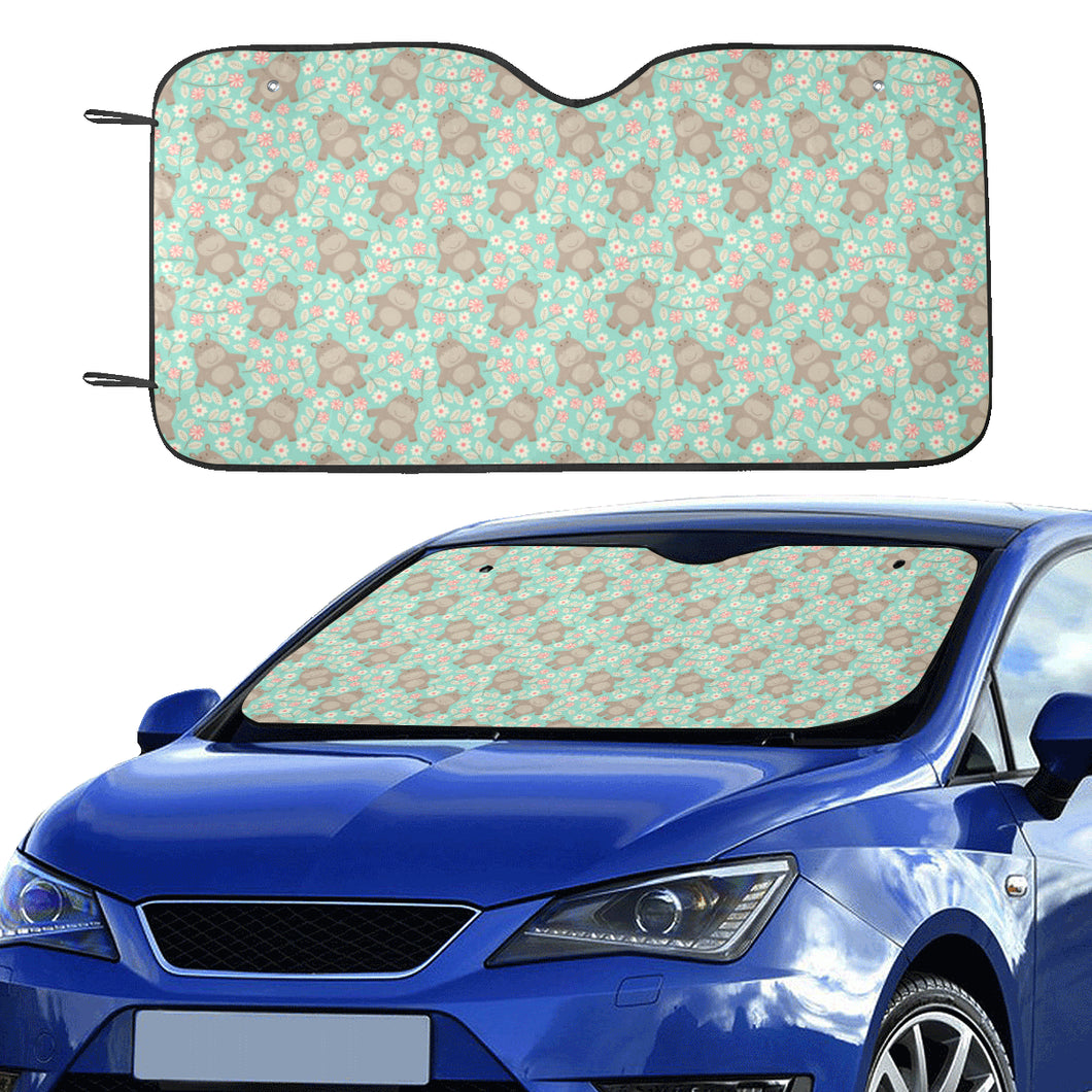 Hippopotamus Pattern Print Design 02 Car Sun Shade