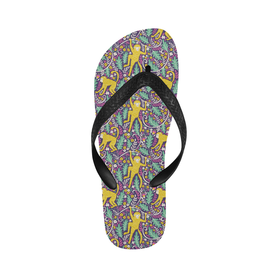 Cute yellow monkey leaves pattern Unisex Flip Flops