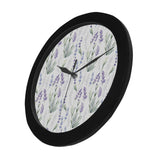 Hand painting Watercolor Lavender Elegant Black Wall Clock