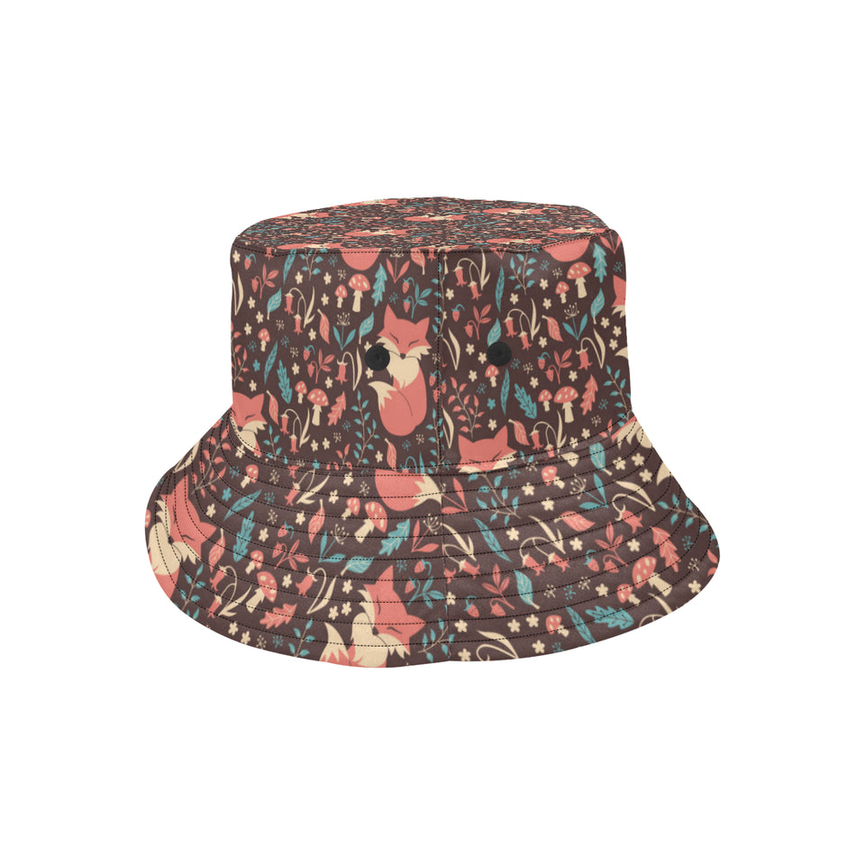 fox leaves mushroom pattern Unisex Bucket Hat