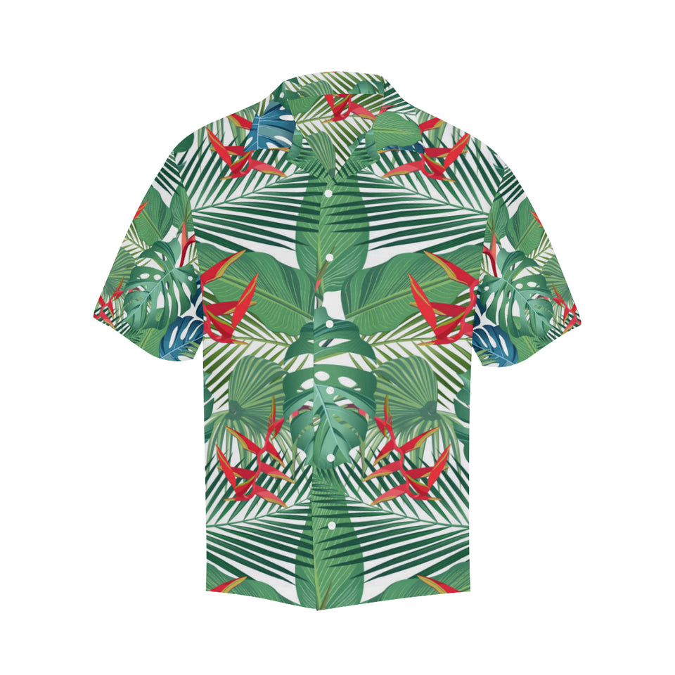 heliconia palm and monstera  leaves pattern Men's All Over Print Hawaiian Shirt