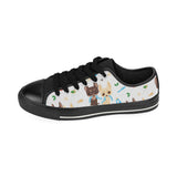 Cute Chihuahua dog pattern Men's Low Top Canvas Shoes Black