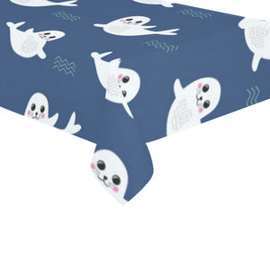 Cute white baby sea lion seal pattern Tablecloth