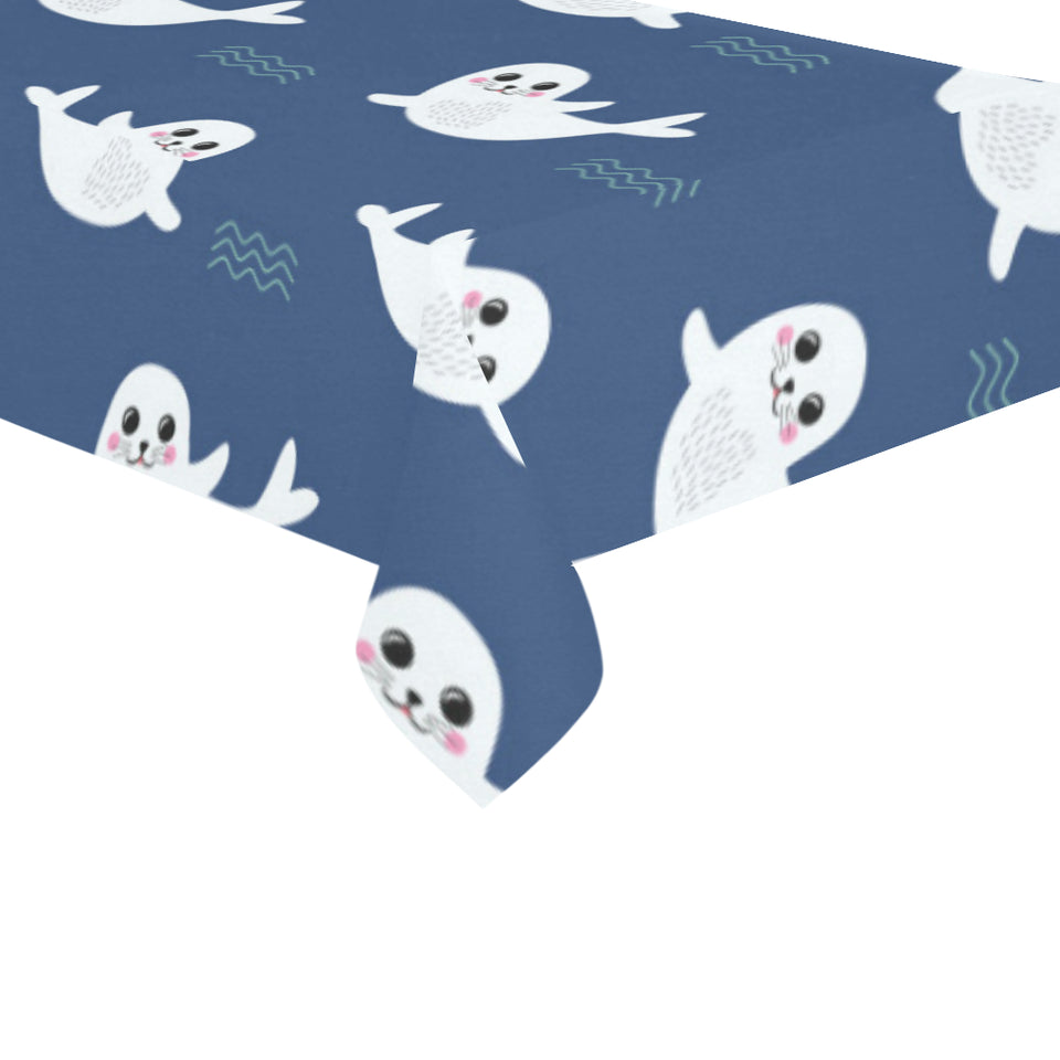 Cute white baby sea lion seal pattern Tablecloth