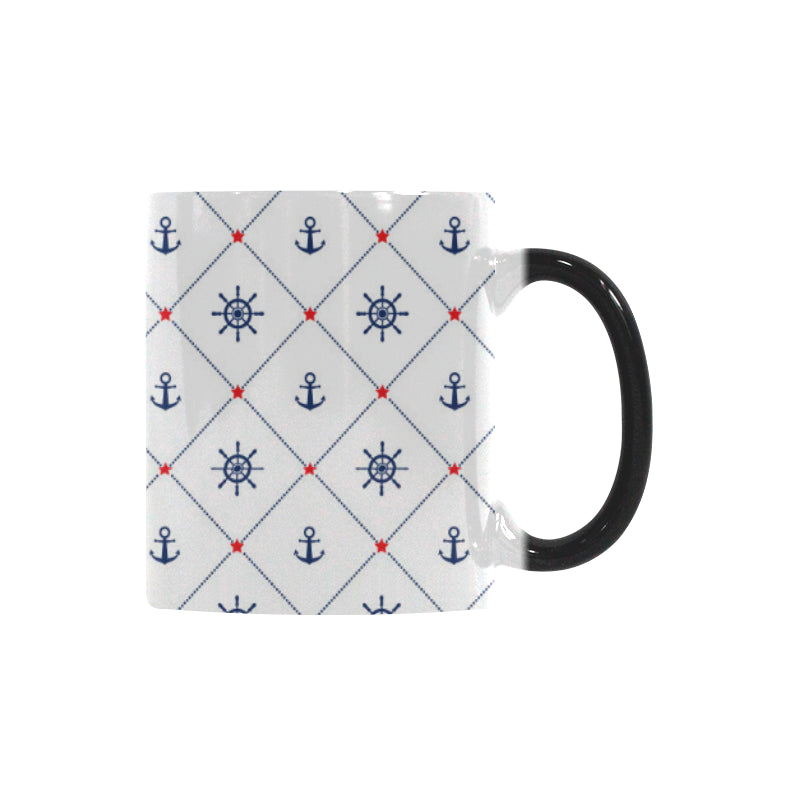 Anchor rudder nautical design pattern Morphing Mug Heat Changing Mug
