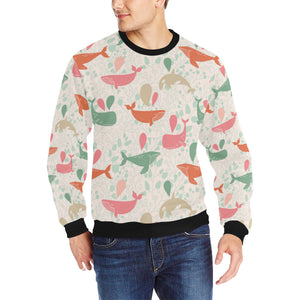 Cute whale pattern Men's Crew Neck Sweatshirt