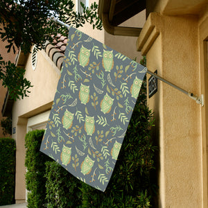 Cute owls leaves pattern House Flag Garden Flag