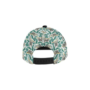 Cute sloths tropical palm leaves white background All Over Print Snapback Cap