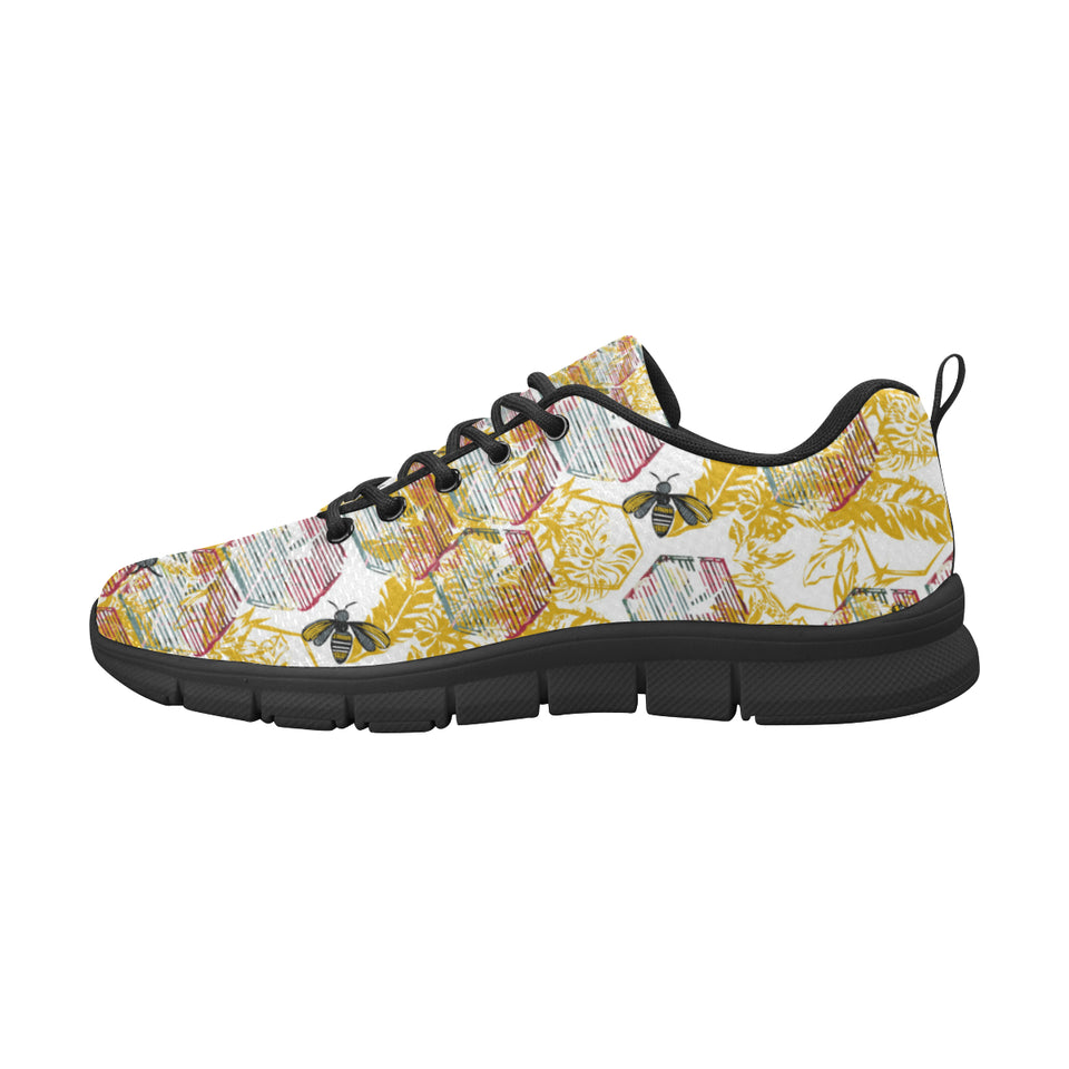 Cool Bee honeycomb leaves pattern Men's Sneaker Shoes