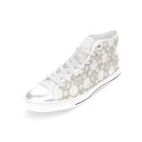 Scallop shell pattern Women's High Top Canvas Shoes White
