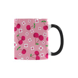 cherry flower pattern pink background Morphing Mug Heat Changing Mug