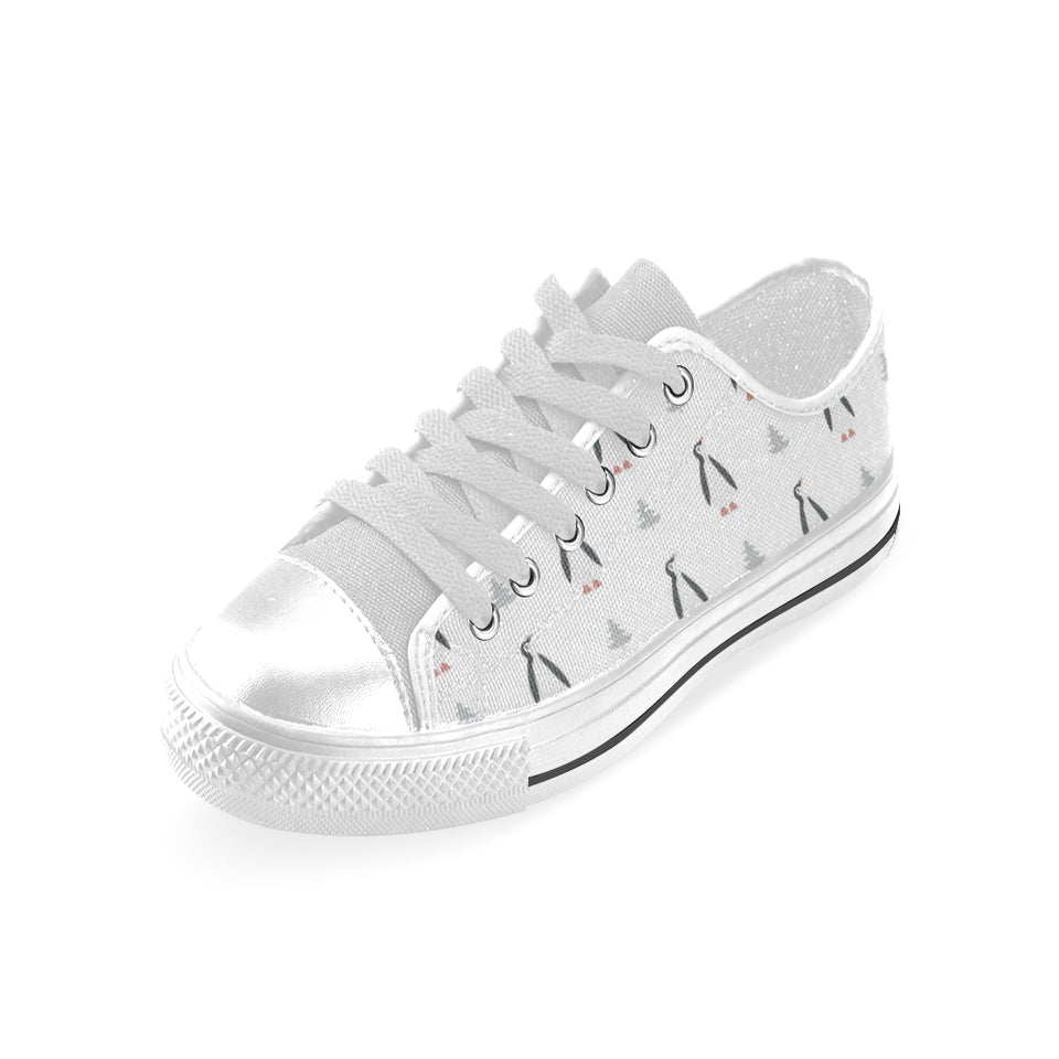 Penguin pattern Men's Low Top Shoes White