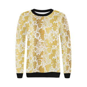 Gold grape pattern Women's Crew Neck Sweatshirt