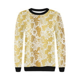 Gold grape pattern Women's Crew Neck Sweatshirt