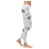 Black Gray Cream coral ginkgo leaves pattern Women's Legging Fulfilled In US