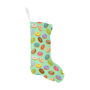 Colorful donut pattern green background Christmas Stocking
