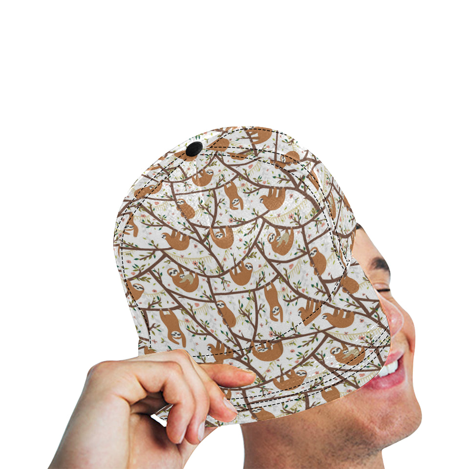 Sloths hanging on the tree pattern All Over Print Snapback Cap