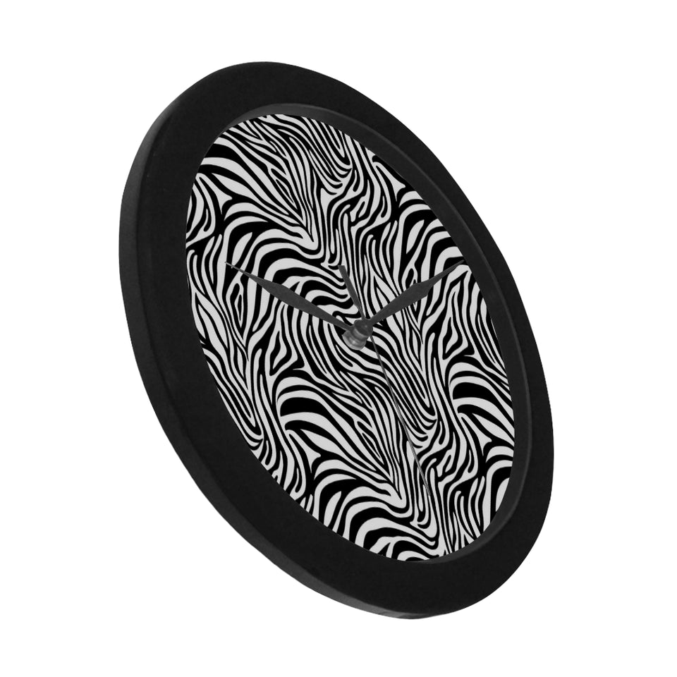 Zebra skin pattern Elegant Black Wall Clock