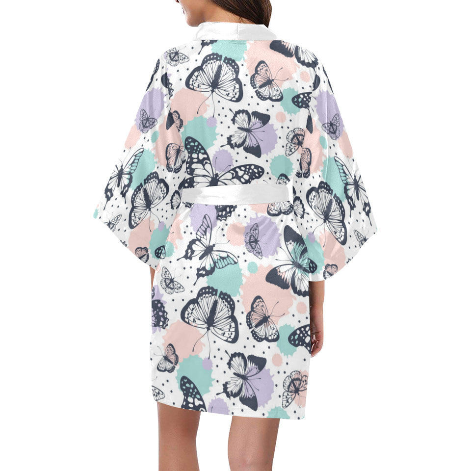 Butterfly pattern Women's Short Kimono Robe