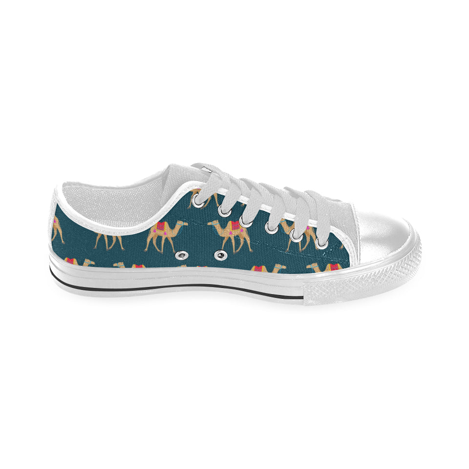 Camel pattern blue blackground Men's Low Top Shoes White
