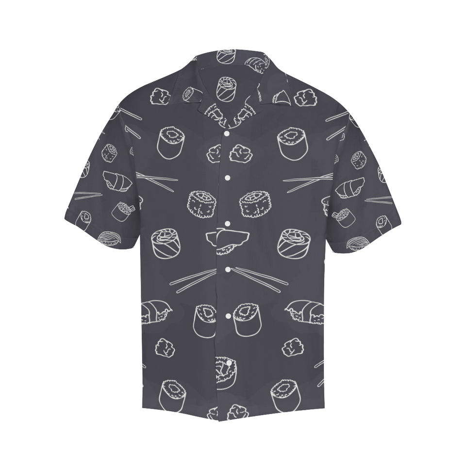 sushi pattern black background Men's All Over Print Hawaiian Shirt