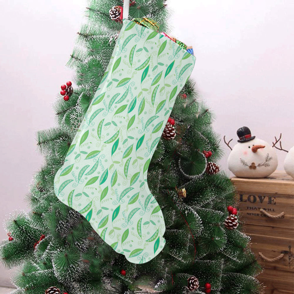 Green Peas Pattern Print Design 01 Christmas Stocking